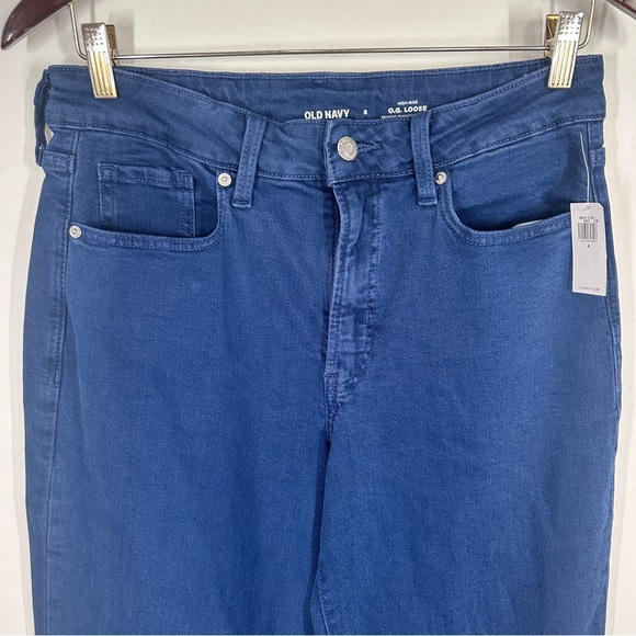 NWT Old Navy OG High Rise Loose Straight Leg Jeans Size 8 Dark Blue - Picture 3 of 7